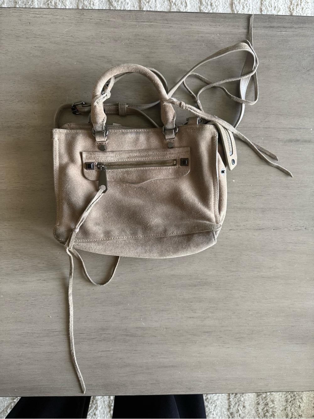 Rebecca Minkoff Suede Mini Satchel - Beige